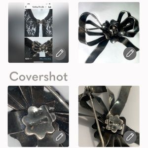 VICTORIAN SOLID STERLING SILVER EDWARDIAN END OF AN ERA BOW RIBBON STYLE BROOCH